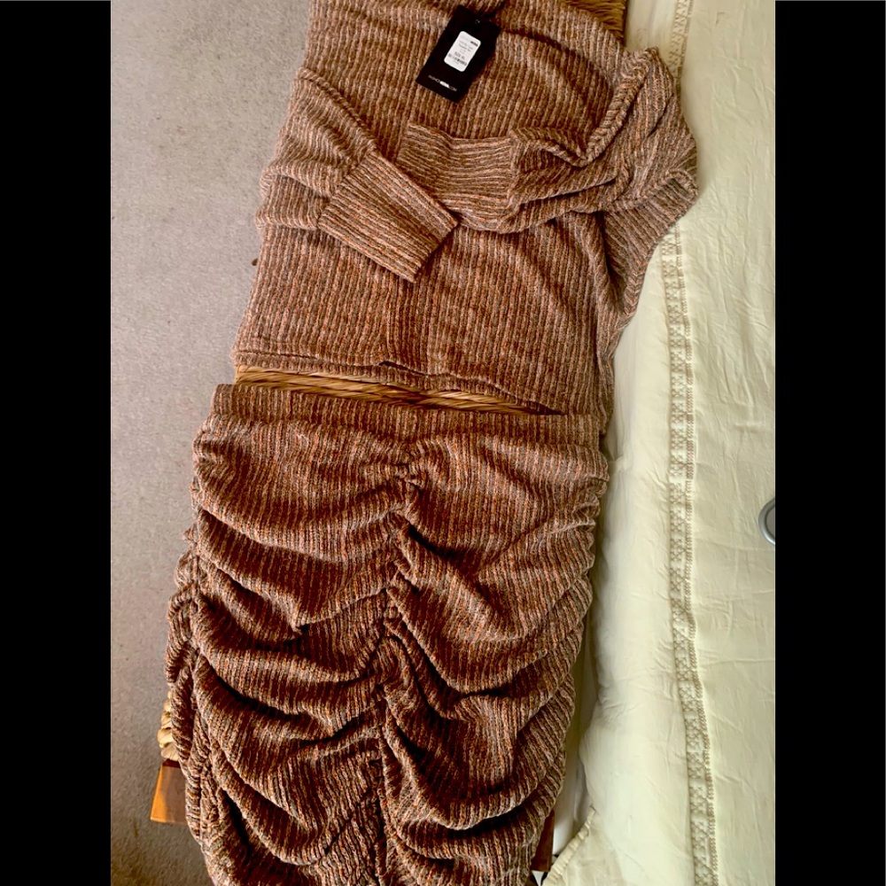 Multi color matching sweater skirt set